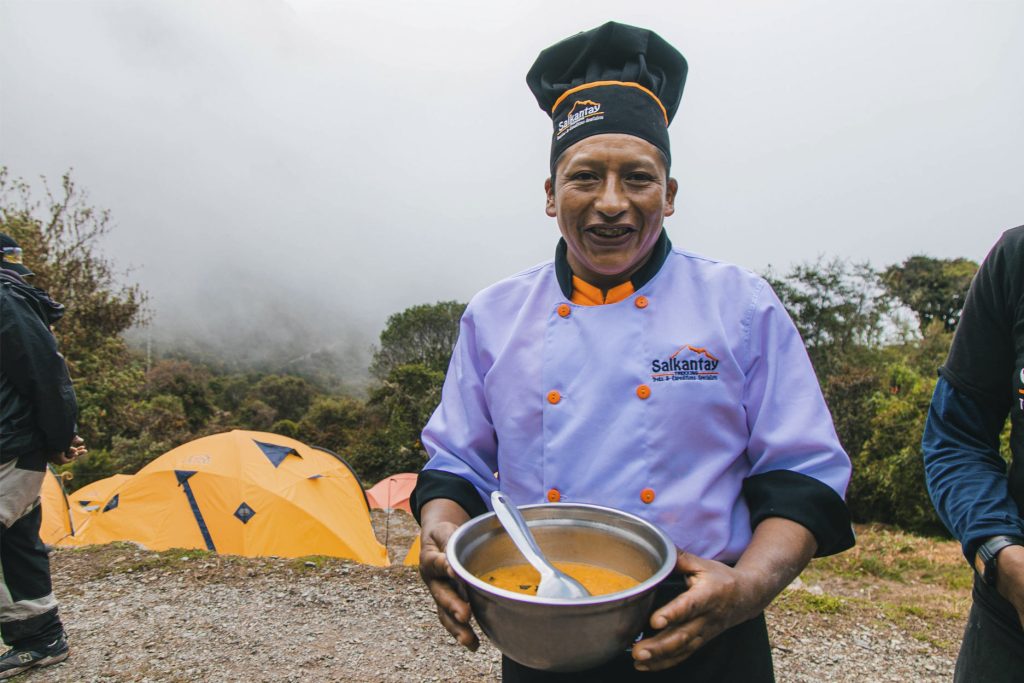 Cook on the Inca Trail preparing a meal