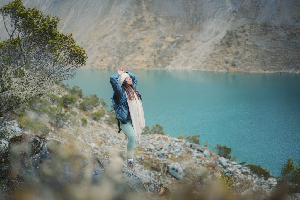 Female tourist in the Humantay Lagoon