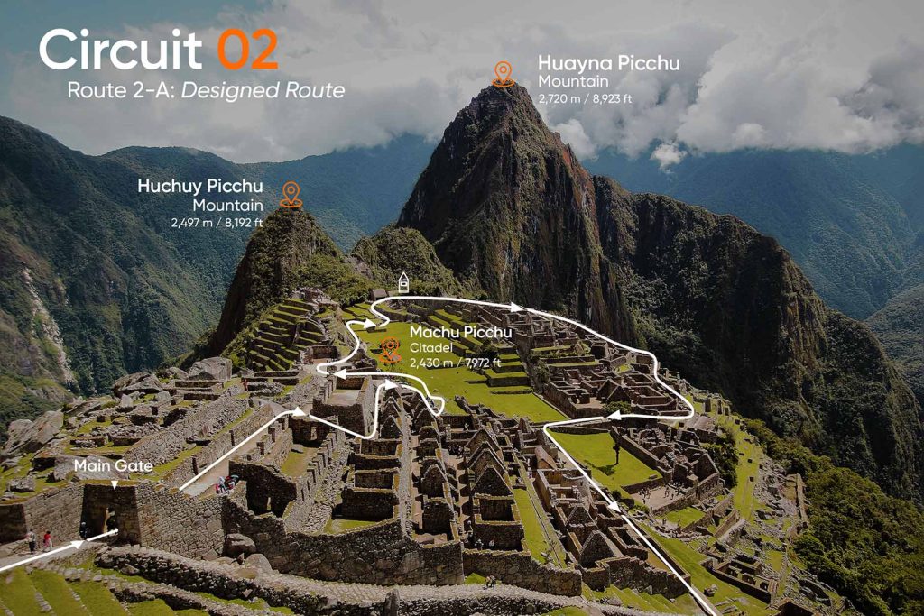 Map of Route 2A in Machu Picchu