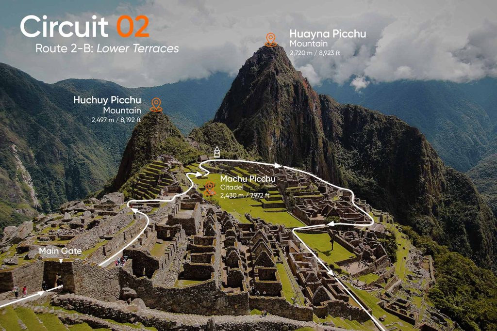 Map of Route 2B in Machu Picchu