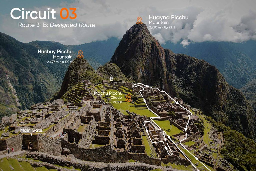 Map of Route 3B in Machu Picchu