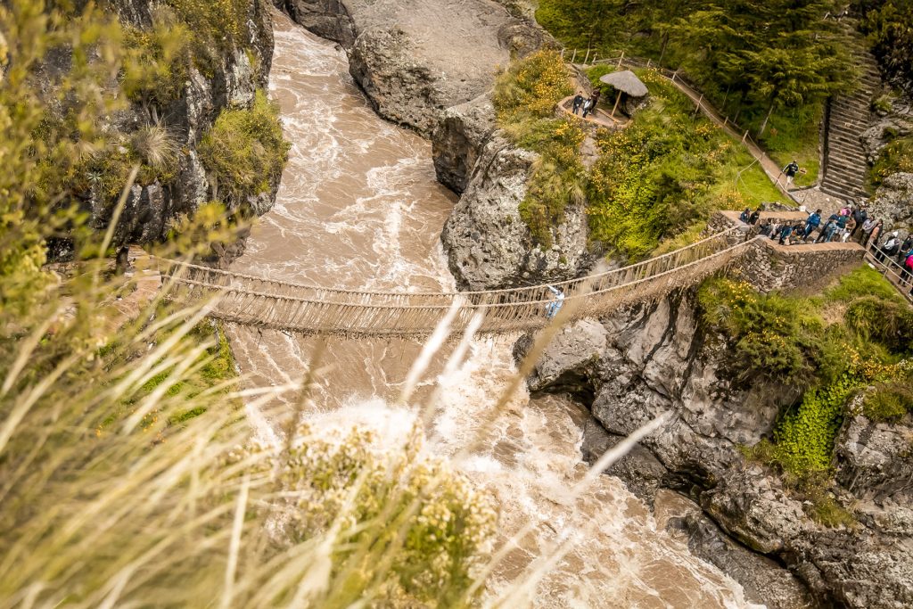 Panoramic view of the Inca bridge of Q'eswachaka