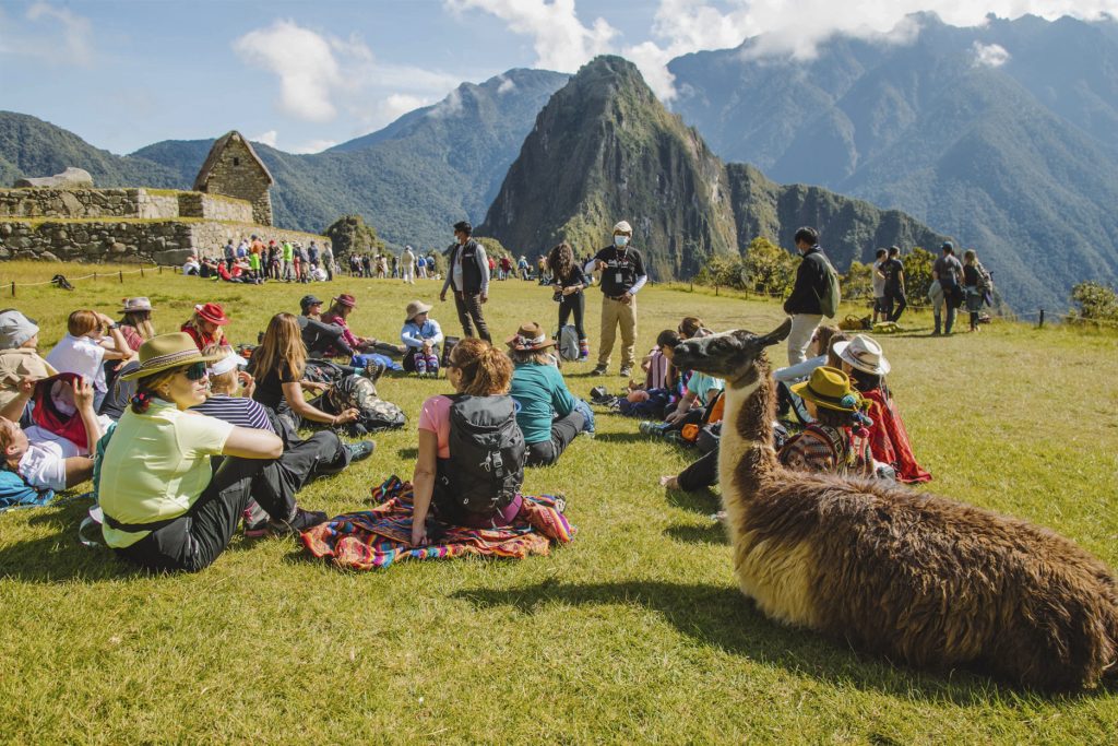 Guide explaining in Machu Picchu
