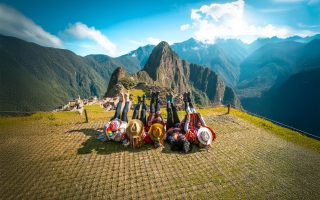 Tourists in the citadel of Machu Picchu