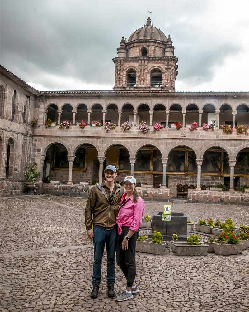 A tourist couple in Qoricancha (Temple of the Sun)