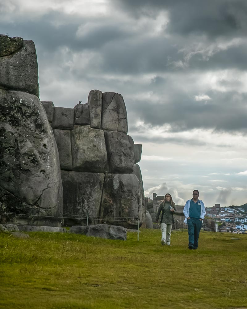 Two Tourists at the Archaeological Site of Sacsayhuaman