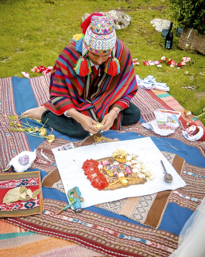 Offering to the Apus in the Andes of Peru