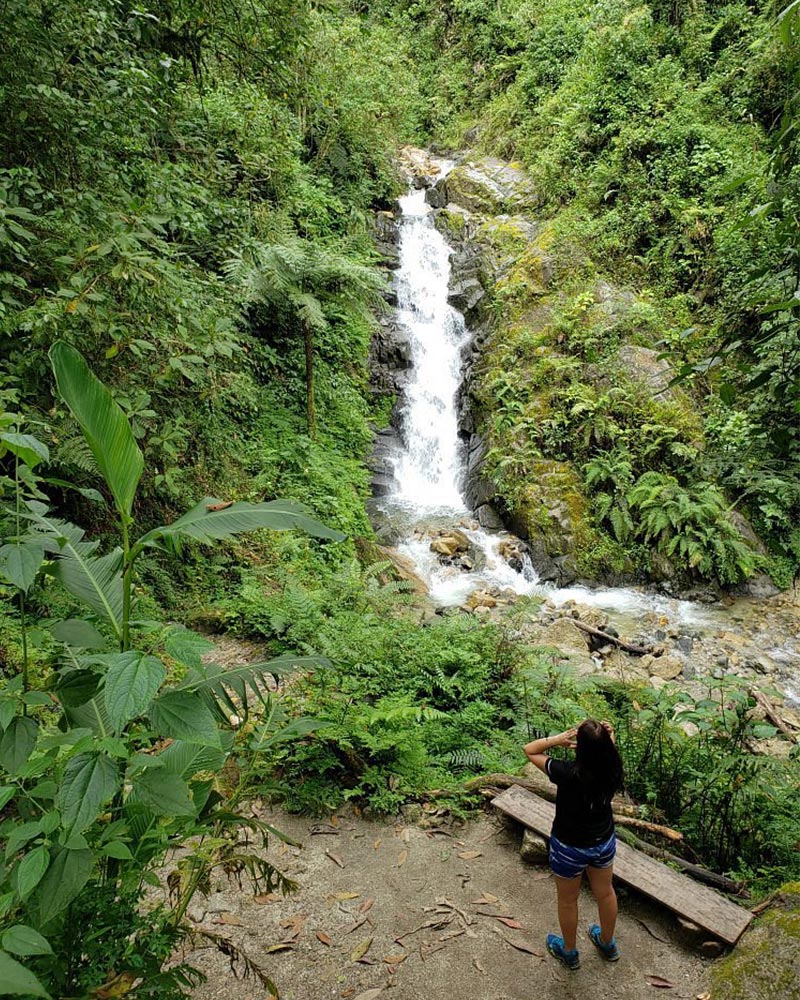 Tourist at the Allcamayo Falls