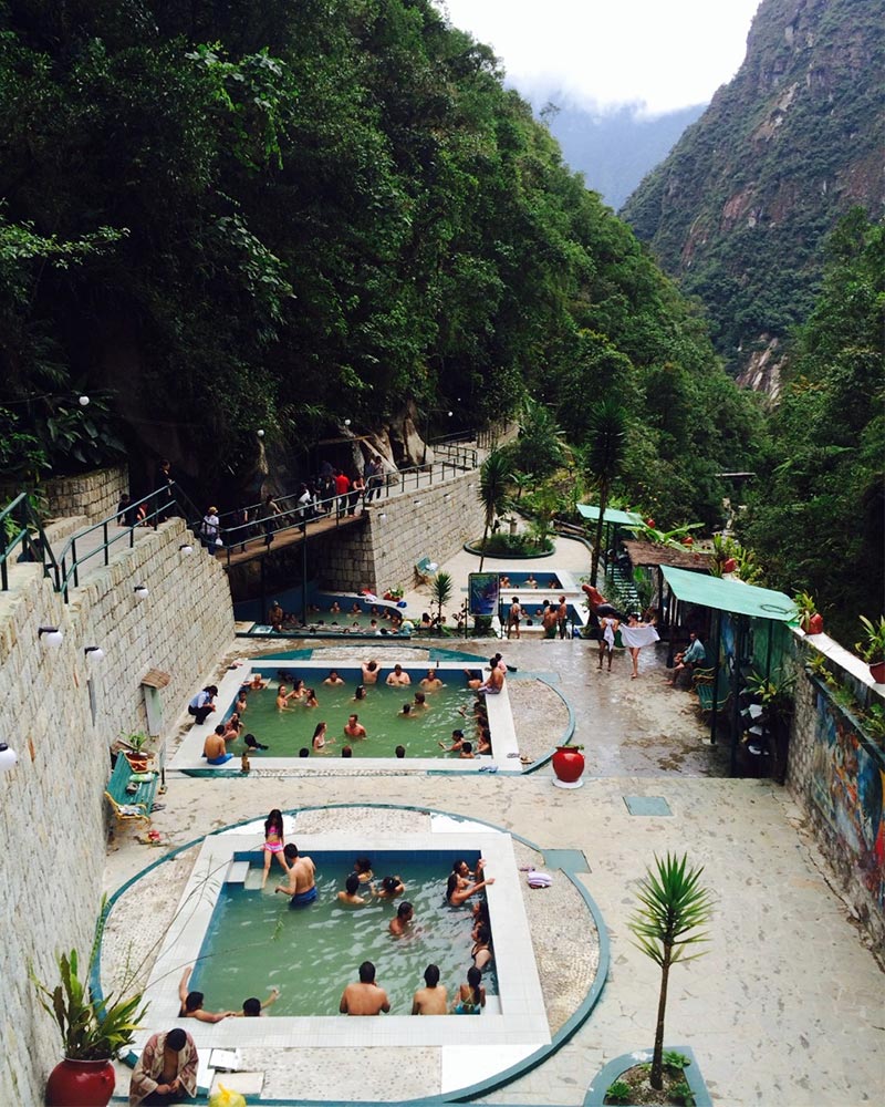 View from above of the hot springs in Machu Picchu Pueblo