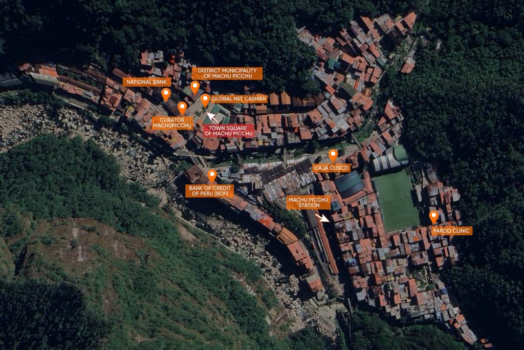Map of services in Aguas Calientes