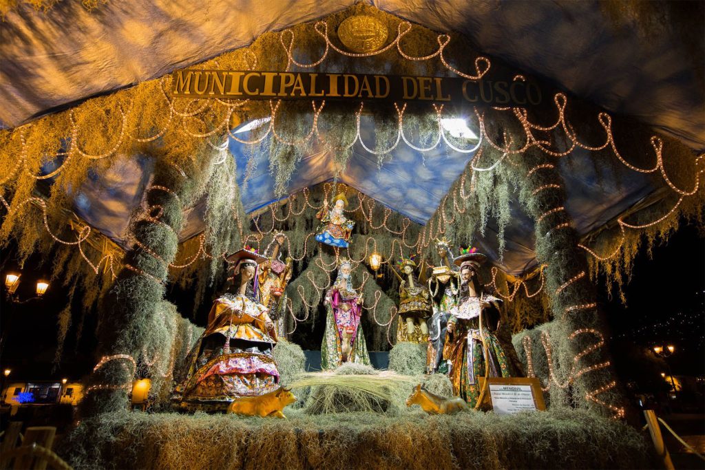 Life-Sized Nativity Scene in the Main Square of Cusco