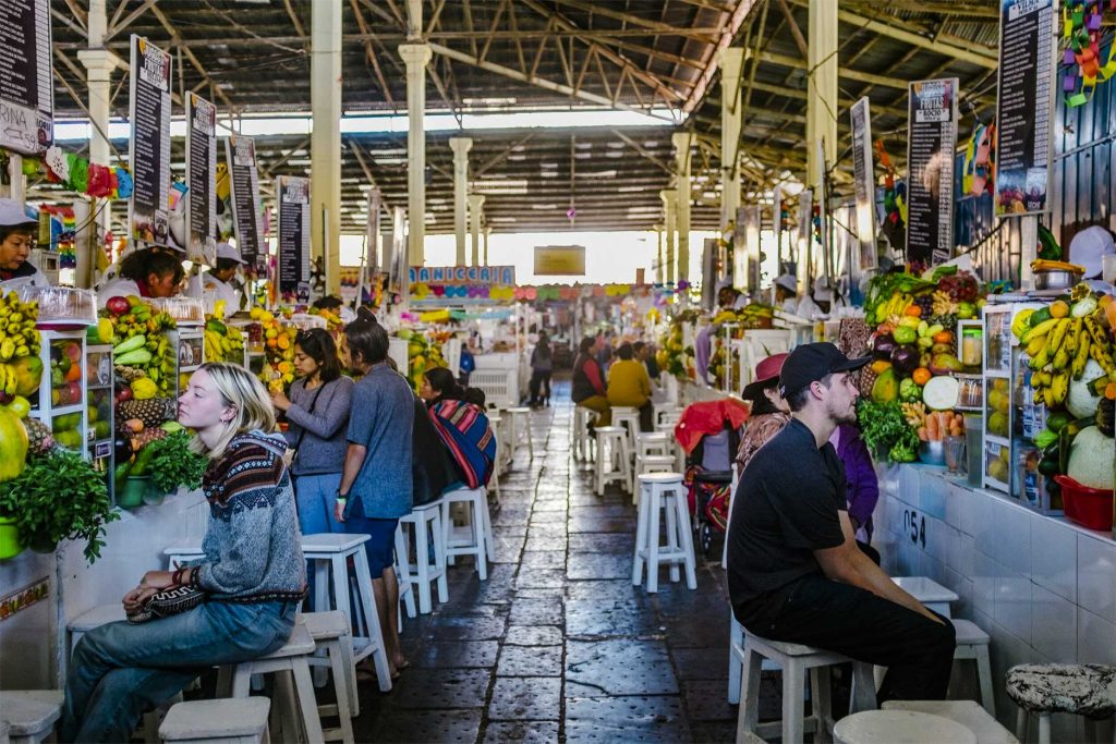Tourists at San Pedro Market in Cusco