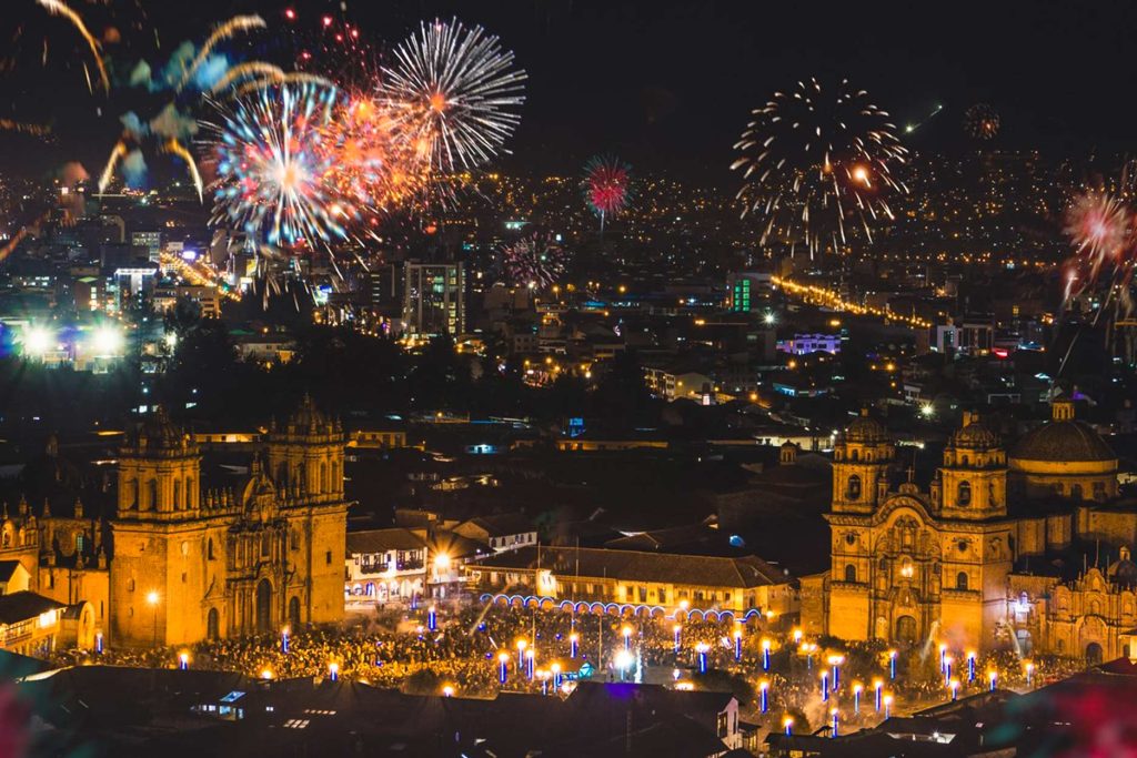 Cusco's main square on New Year's Day