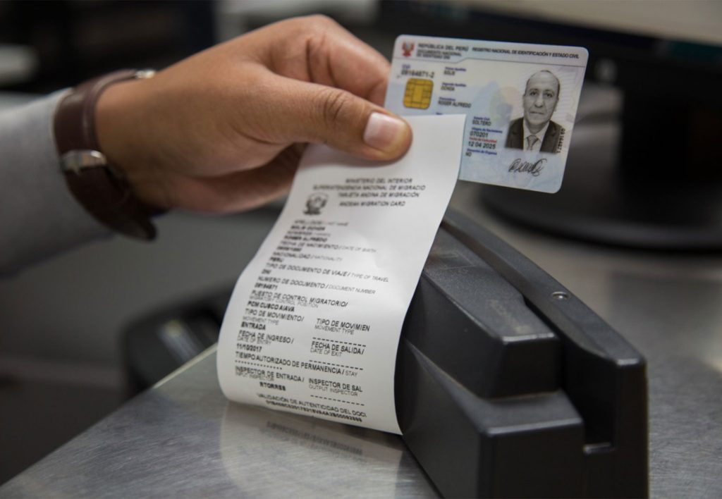 Andean Migration Card for traveling to Peru