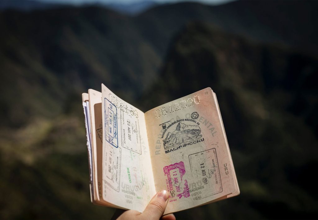 Passport for traveling to Peru and entering Machu Picchu