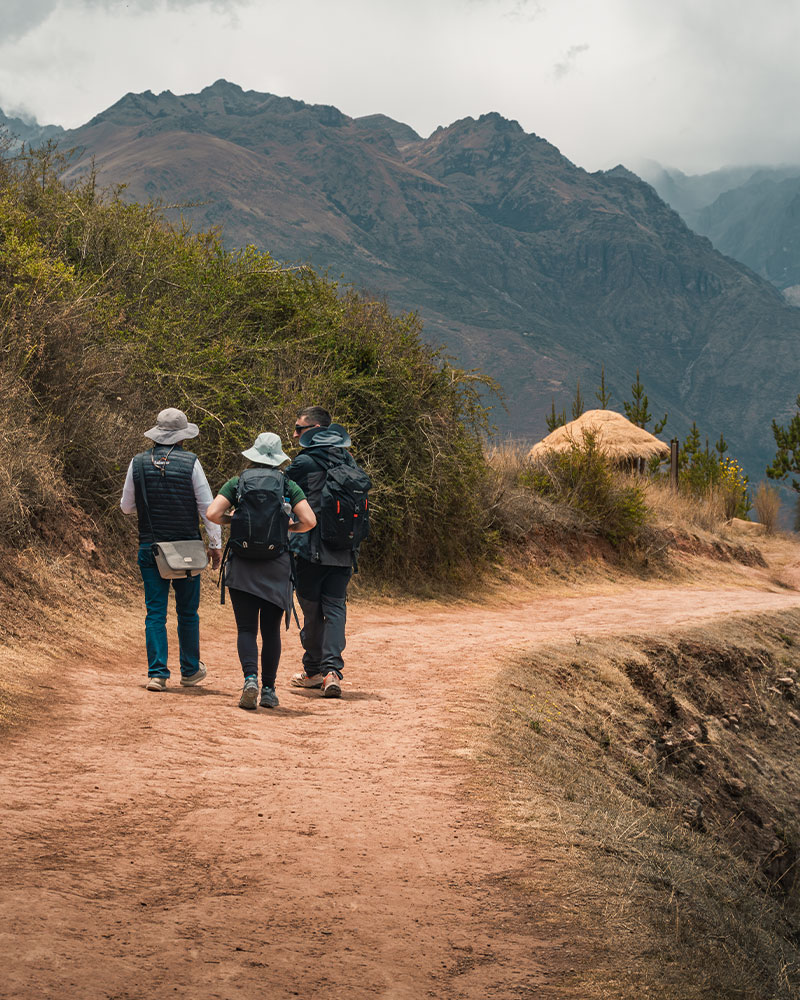 Tourists walking at the Moray archaeological site