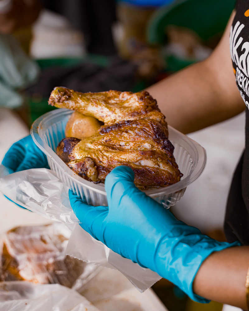 Peruvian charity chicken lunch at the Salkantay Trekking sports championship Salkantay Cup