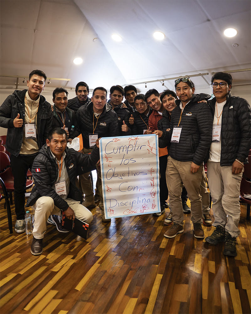 Salkantay Trekking tour guides participating in group training sessions