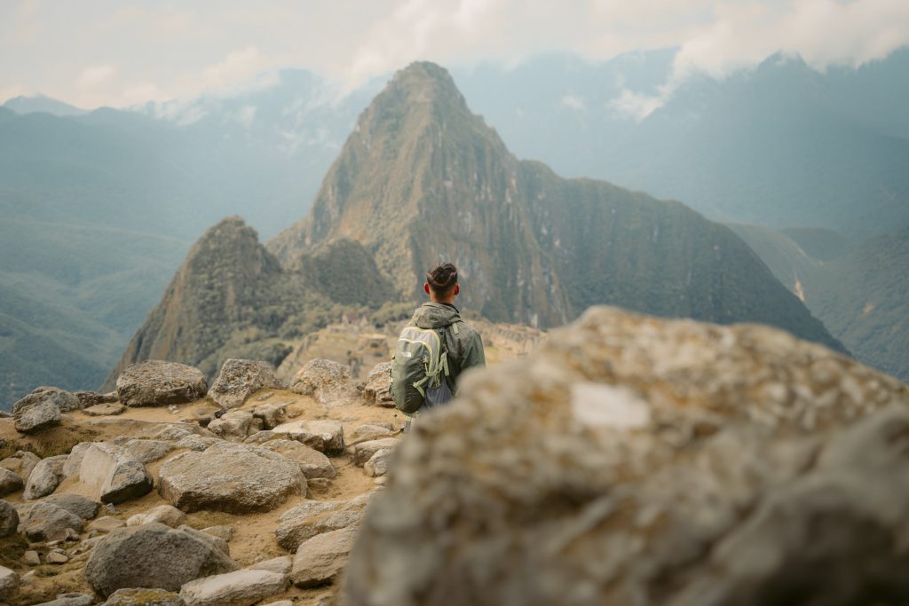 Tourist in the Machu Picchu citadel