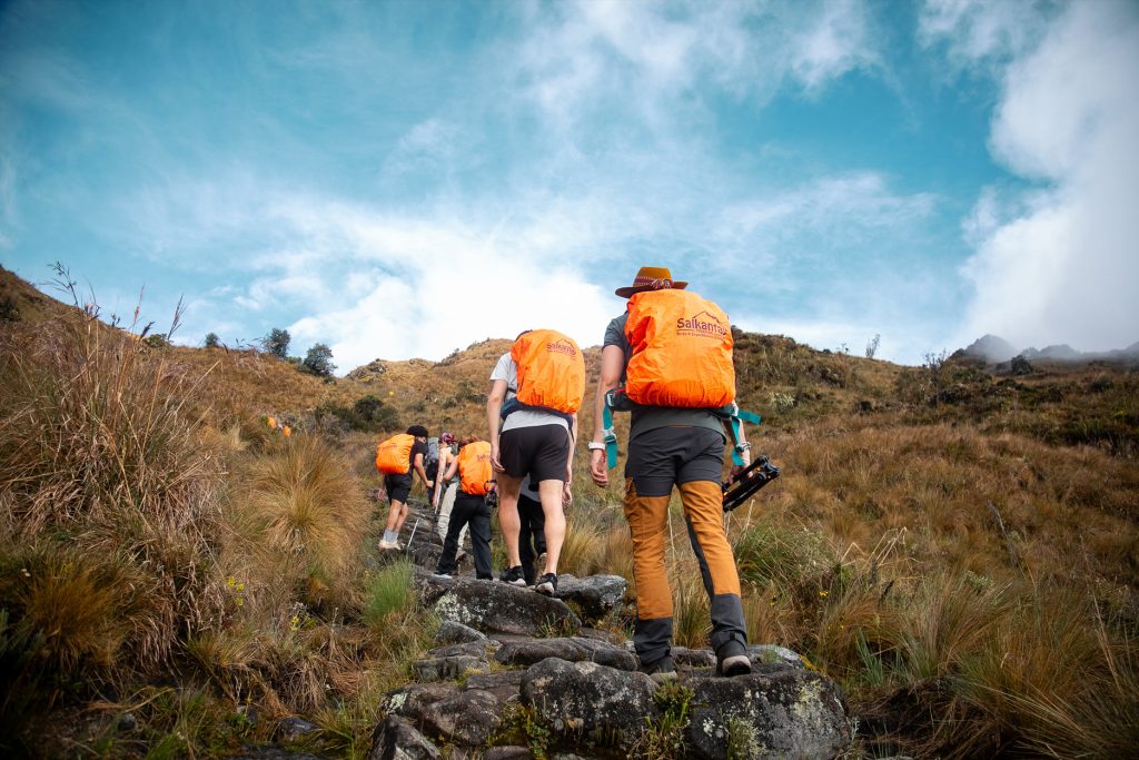 Group of tourists on the Inca Trail