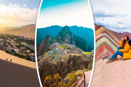 Collage of images of the best attractions in Peru