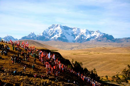 Panoramic photo of an impressive glacier in Cusco