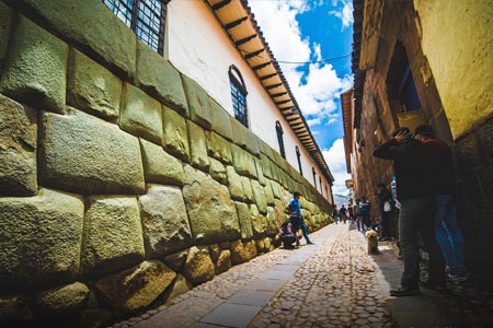 The famous street of the stone of the 12 angles in Cusco