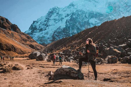 Tourists going to the Salkantay mountain pass