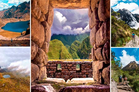 Collage of images of Inca trail and lares trek
