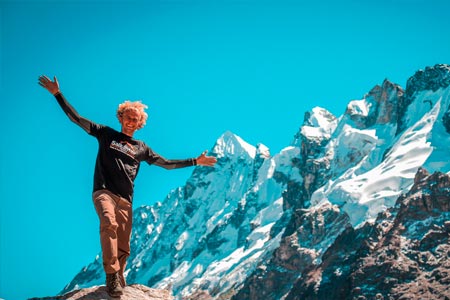 Tourist enjoying the hiking trails to get to Machu Picchu