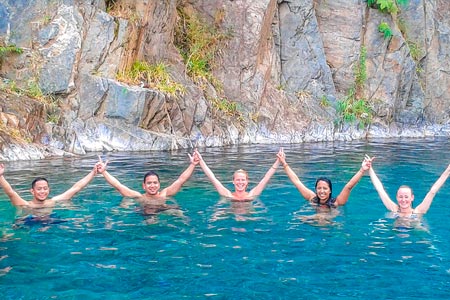 Tourists enjoying the thermal baths of Cocalmayo