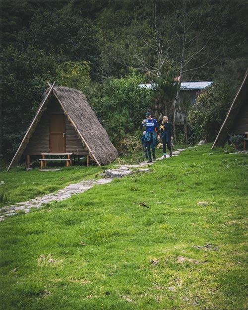 A couple in andean huts