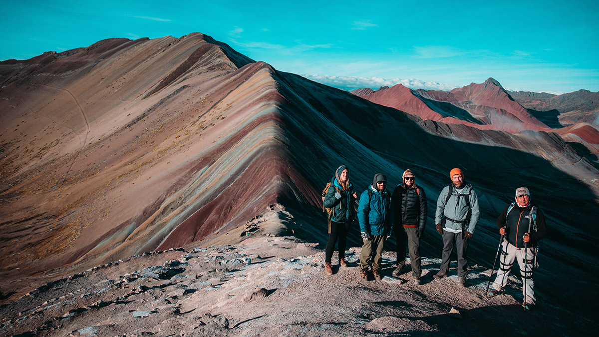 Travellers at Rainbow Mountain Peru