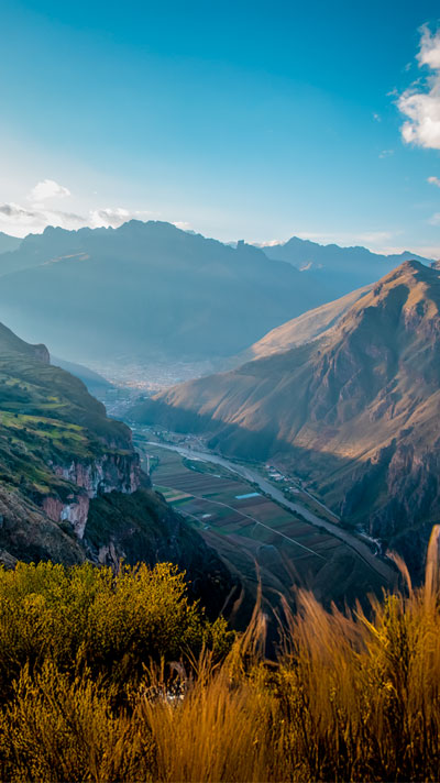 Incredible view of the Sacred Valley of the Incas in our Huchuy Qosqo Trek by the mountains of Cusco & Patabamba
