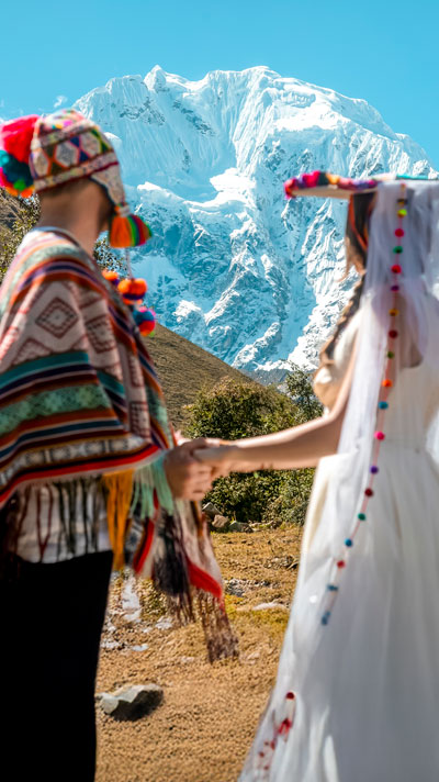 Andean Wedding Ceremony in Soraypampa surrounded by the Sacred Mountains of Salkantay and Humantay