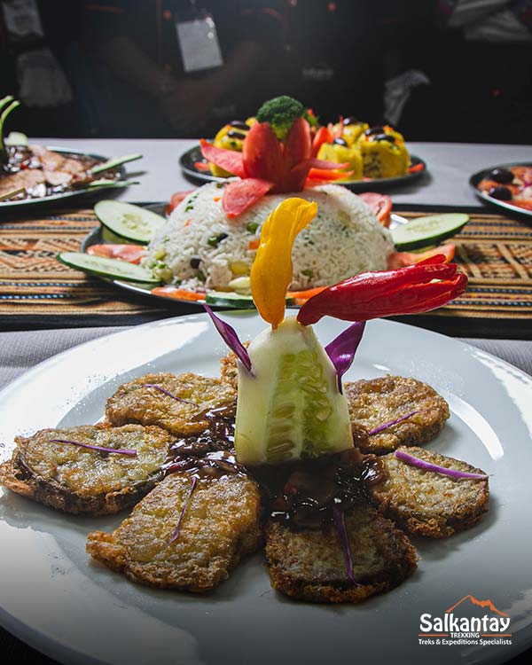Meals are presented as a buffet-style option.