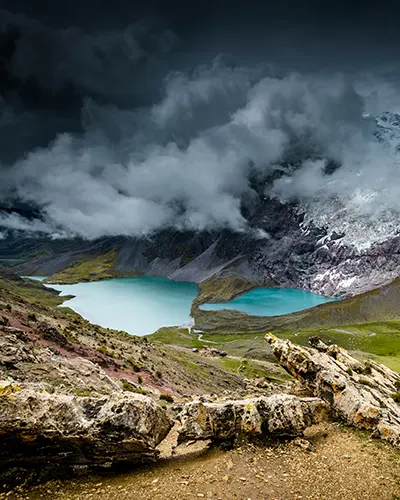 Beautiful view of Ausangate mountain along with the impressive lakes that surround it