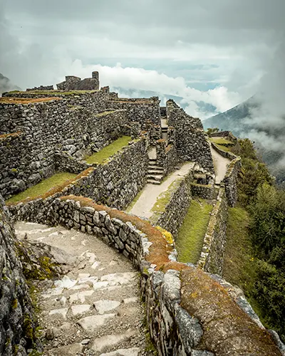 A beautiful view of an archaeological site on the Inca Trail to Machu Picchu
